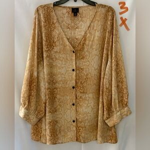 Worthington Beige Snake Print Button Down Shirt